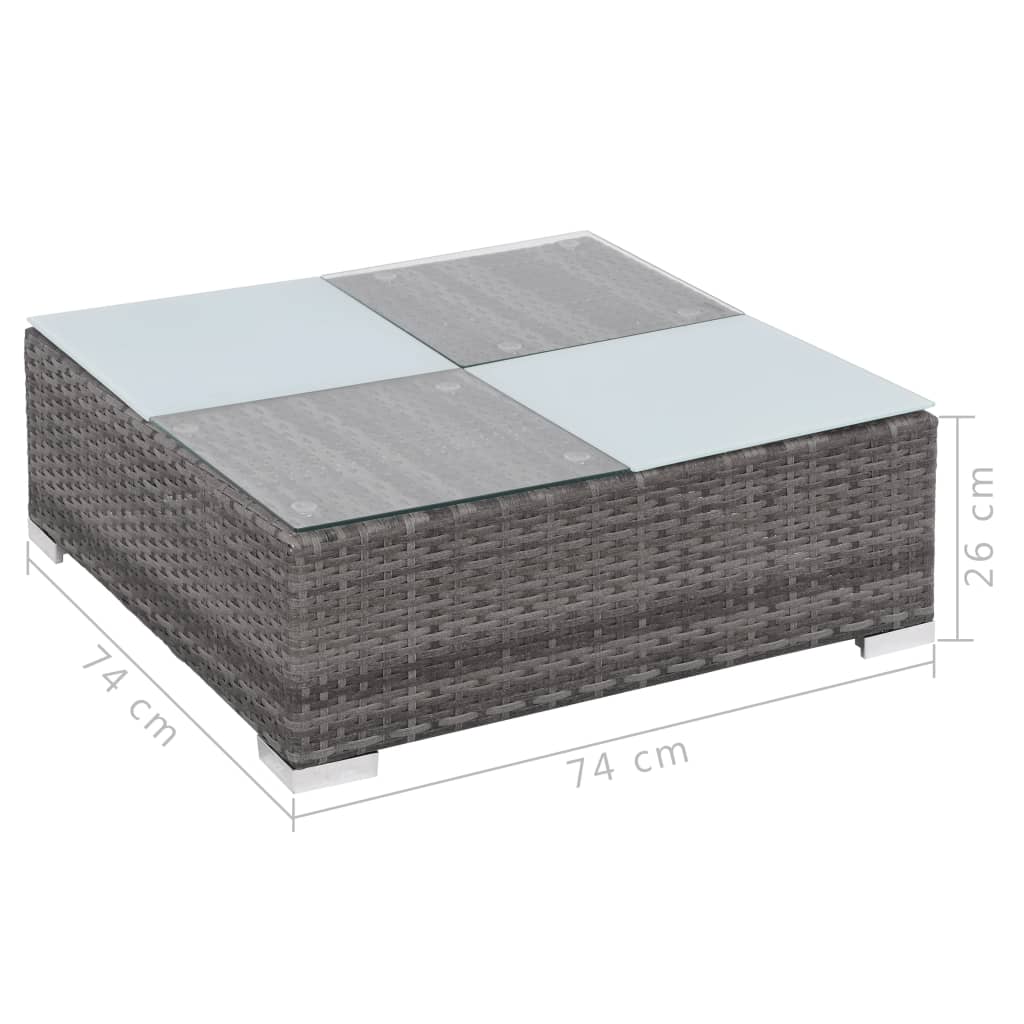 8-részes szürke polyrattan kerti bútorszett párnákkal