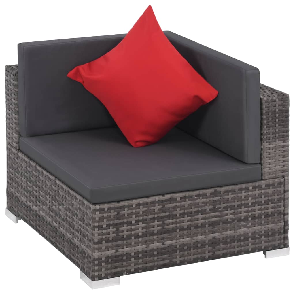 8-részes szürke polyrattan kerti bútorszett párnákkal