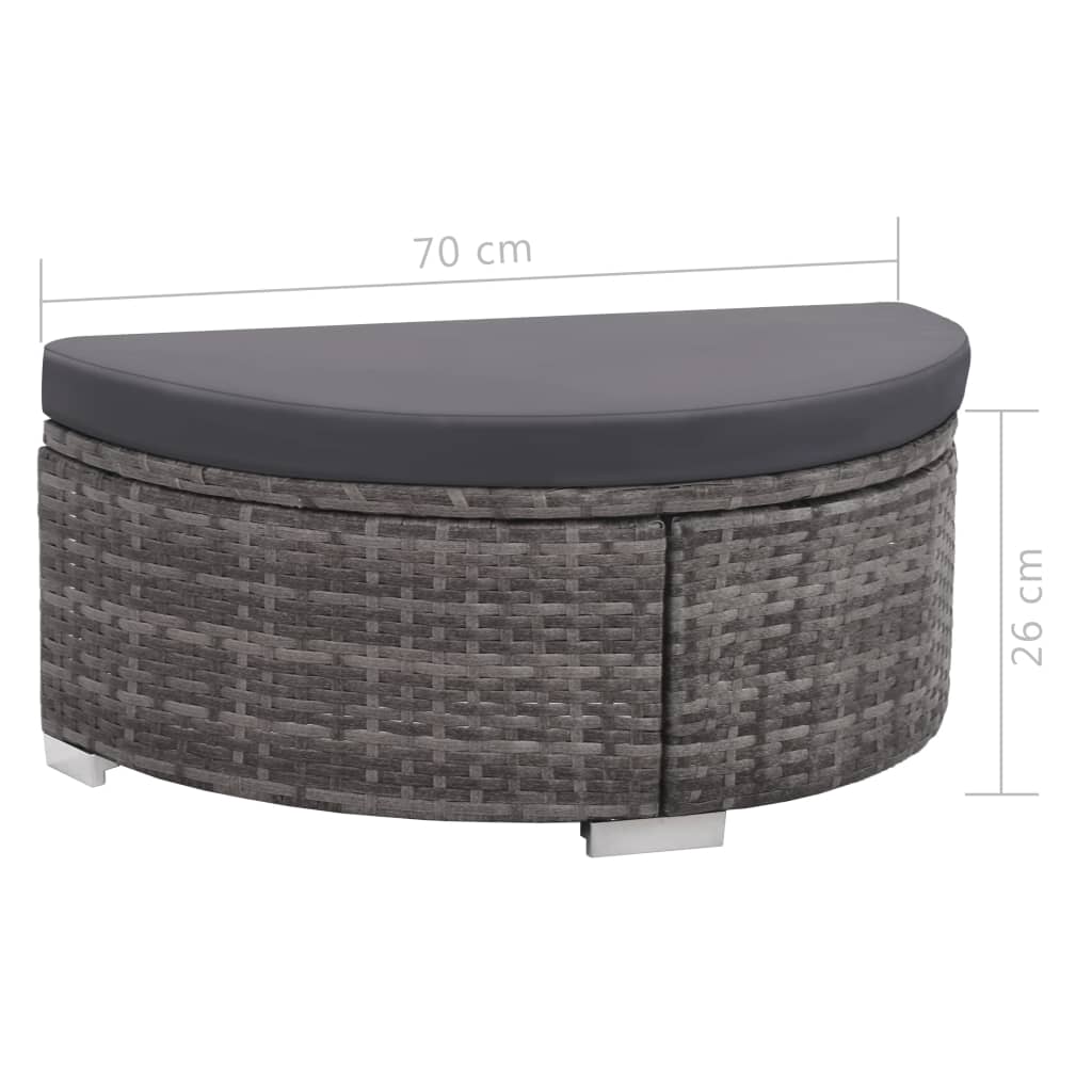 8-részes szürke polyrattan kerti bútorszett párnákkal