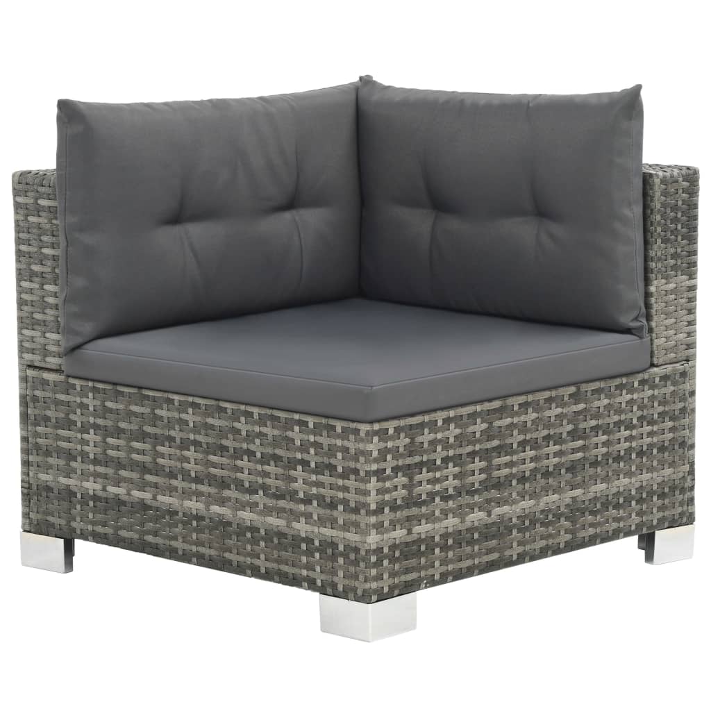 10-részes szürke polyrattan kerti bútorszett párnákkal