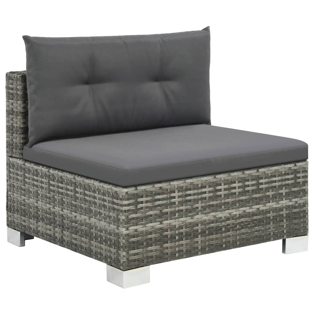 10-részes szürke polyrattan kerti bútorszett párnákkal