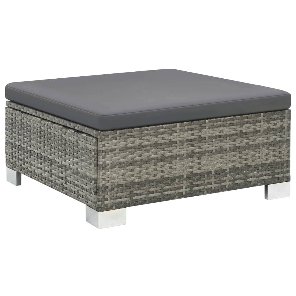 10-részes szürke polyrattan kerti bútorszett párnákkal