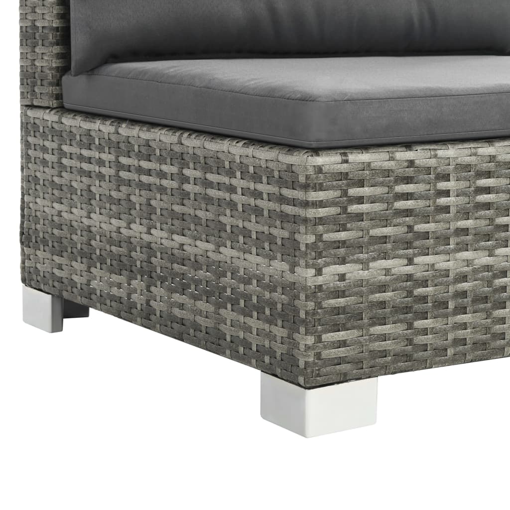 10-részes szürke polyrattan kerti bútorszett párnákkal