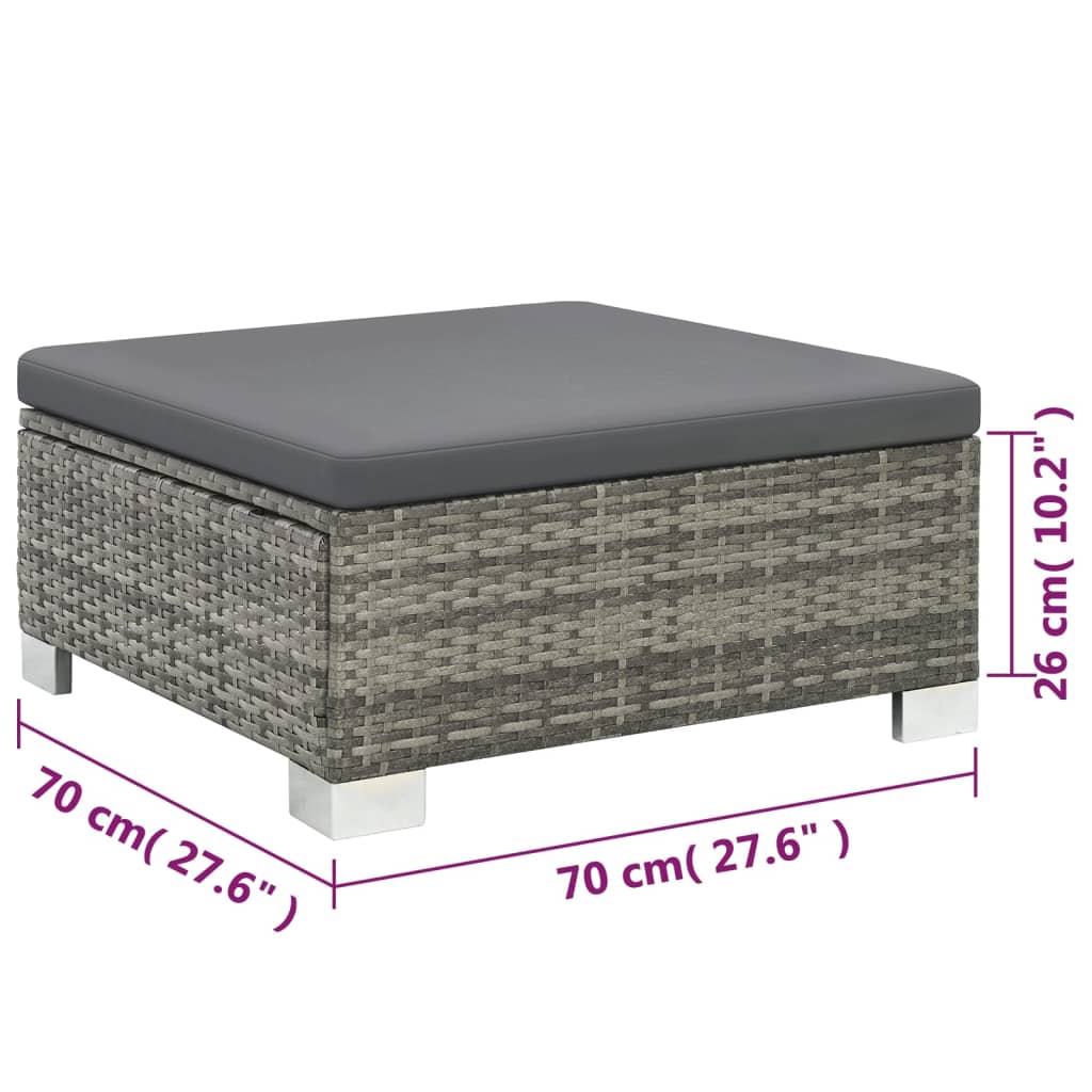 10-részes szürke polyrattan kerti bútorszett párnákkal
