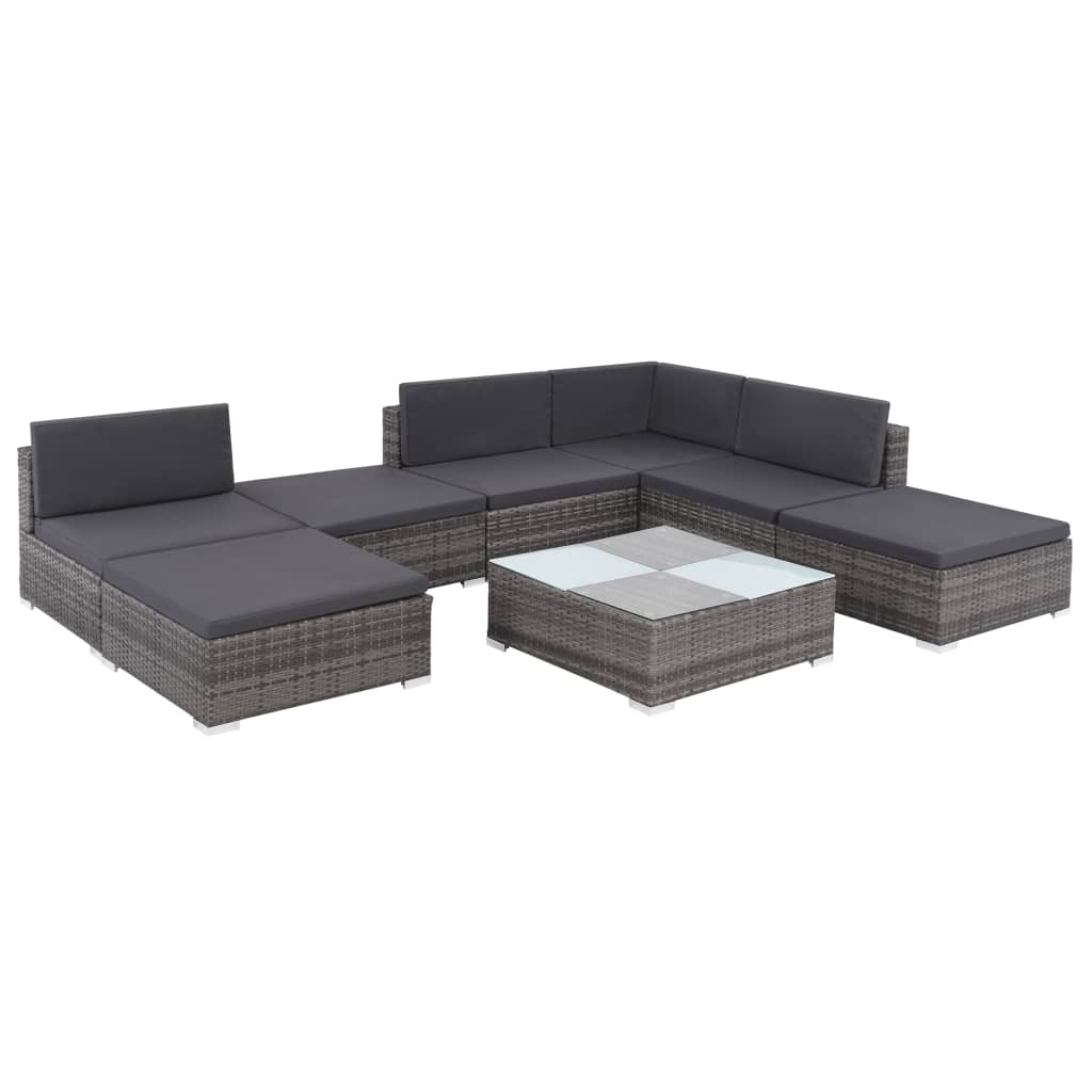 8 részes szürke polyrattan kerti ülőgarnitúra párnákkal