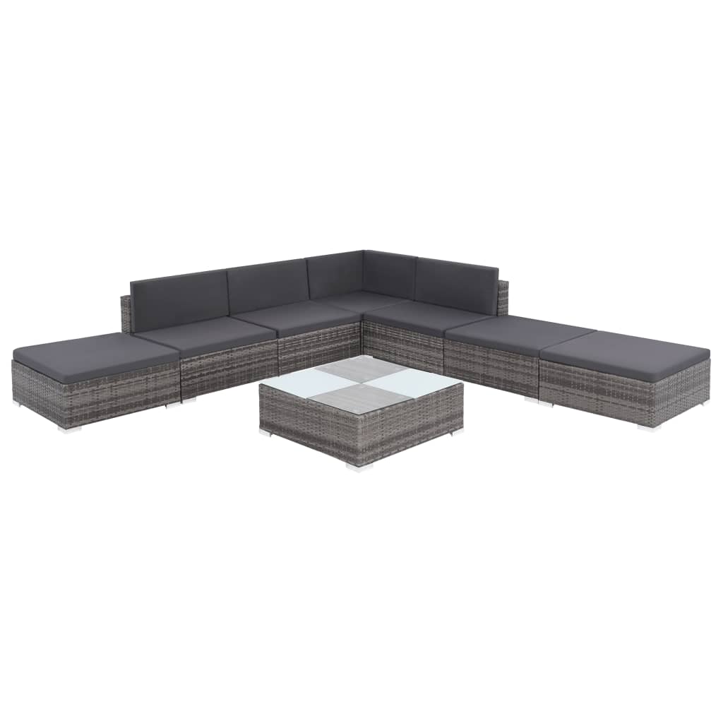 8 részes szürke polyrattan kerti ülőgarnitúra párnákkal