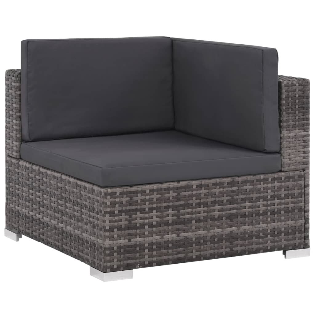 8 részes szürke polyrattan kerti ülőgarnitúra párnákkal