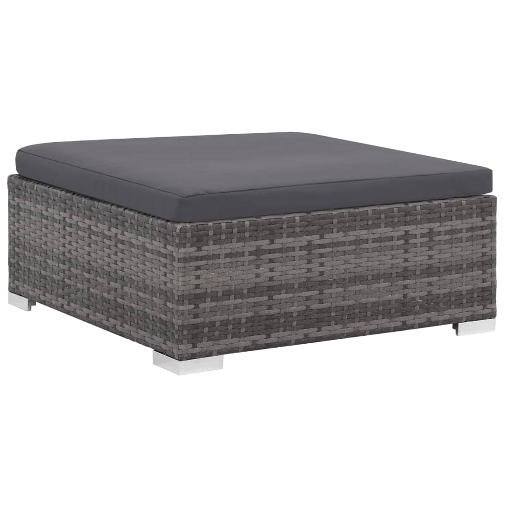 8 részes szürke polyrattan kerti ülőgarnitúra párnákkal