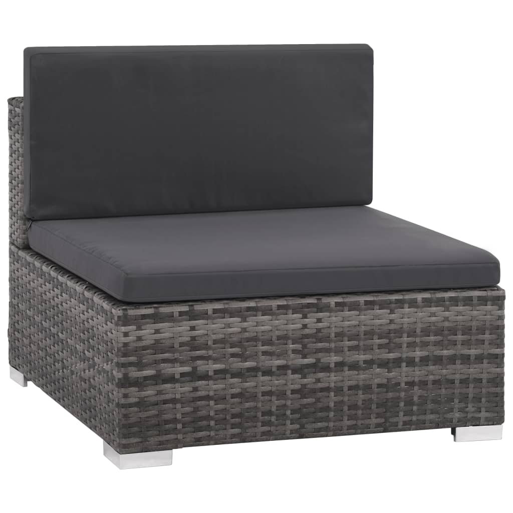 8 részes szürke polyrattan kerti ülőgarnitúra párnákkal