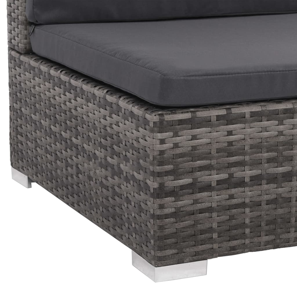 8 részes szürke polyrattan kerti ülőgarnitúra párnákkal