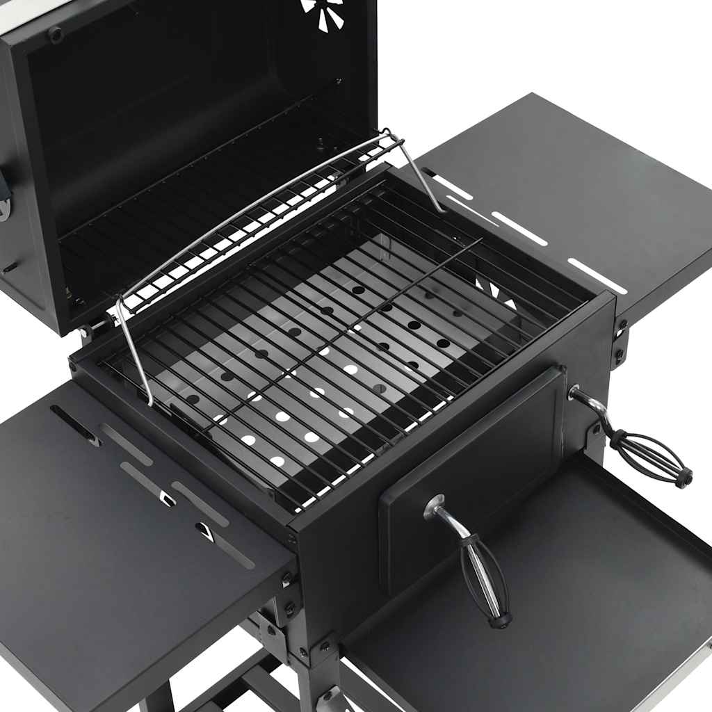 fekete színű faszén tüzelésű grillsütő alsó polccal