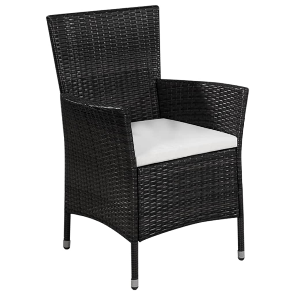 3 darabos fekete polyrattan bisztrószett