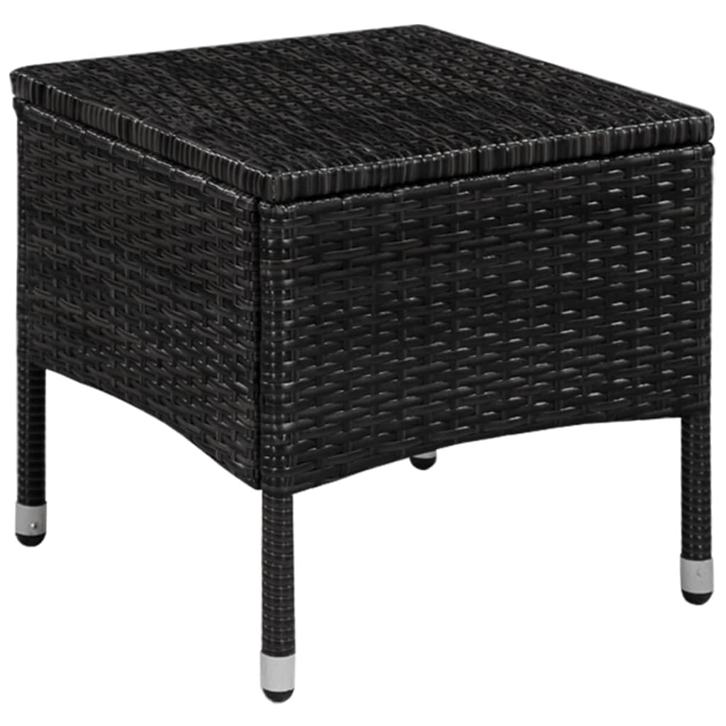 3 darabos fekete polyrattan bisztrószett
