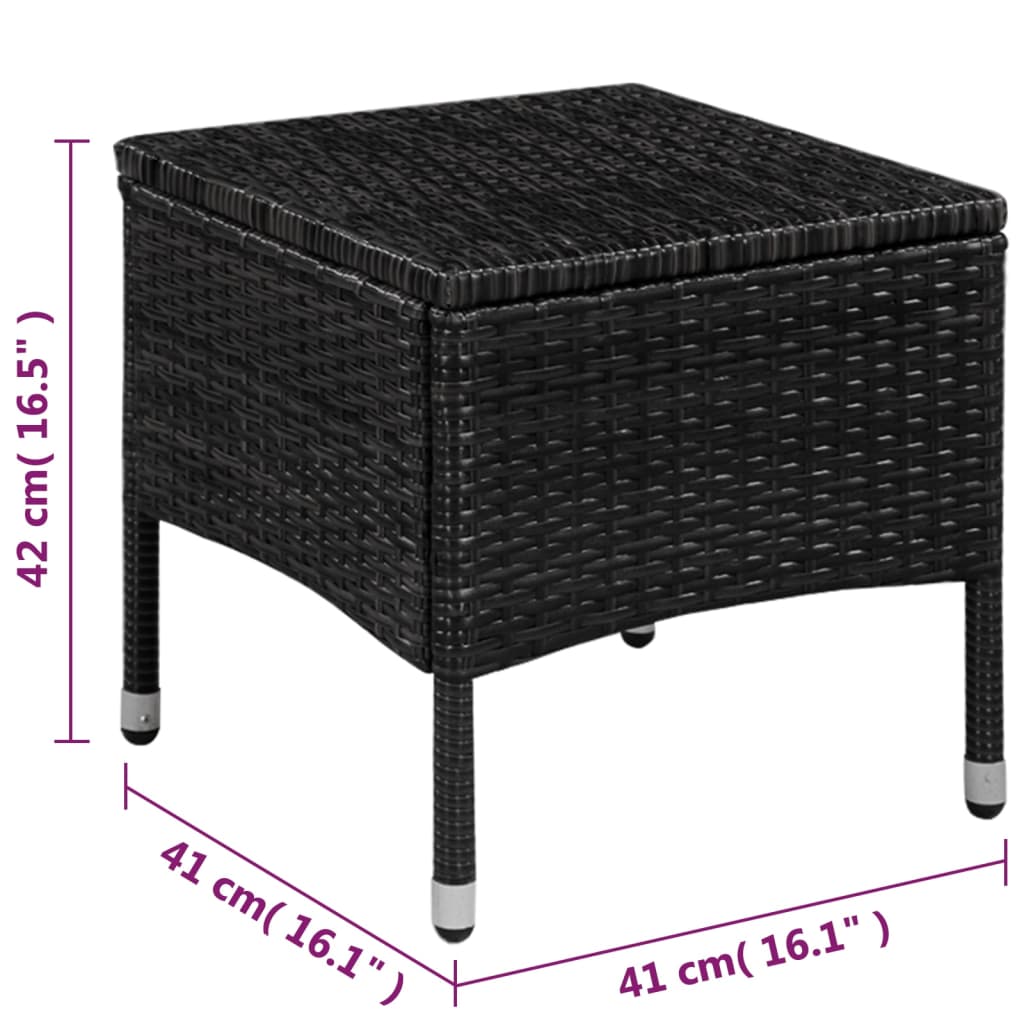 3 darabos fekete polyrattan bisztrószett