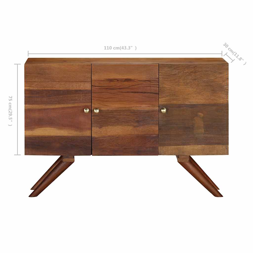 barna tömör újrahasznosított fa tálalószekrény 110 x 30 x 75 cm