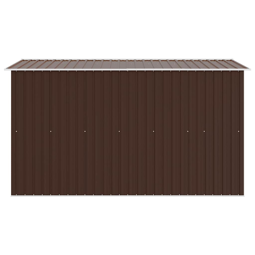 barna fém kerti fészer 257 x 298 x 178 cm