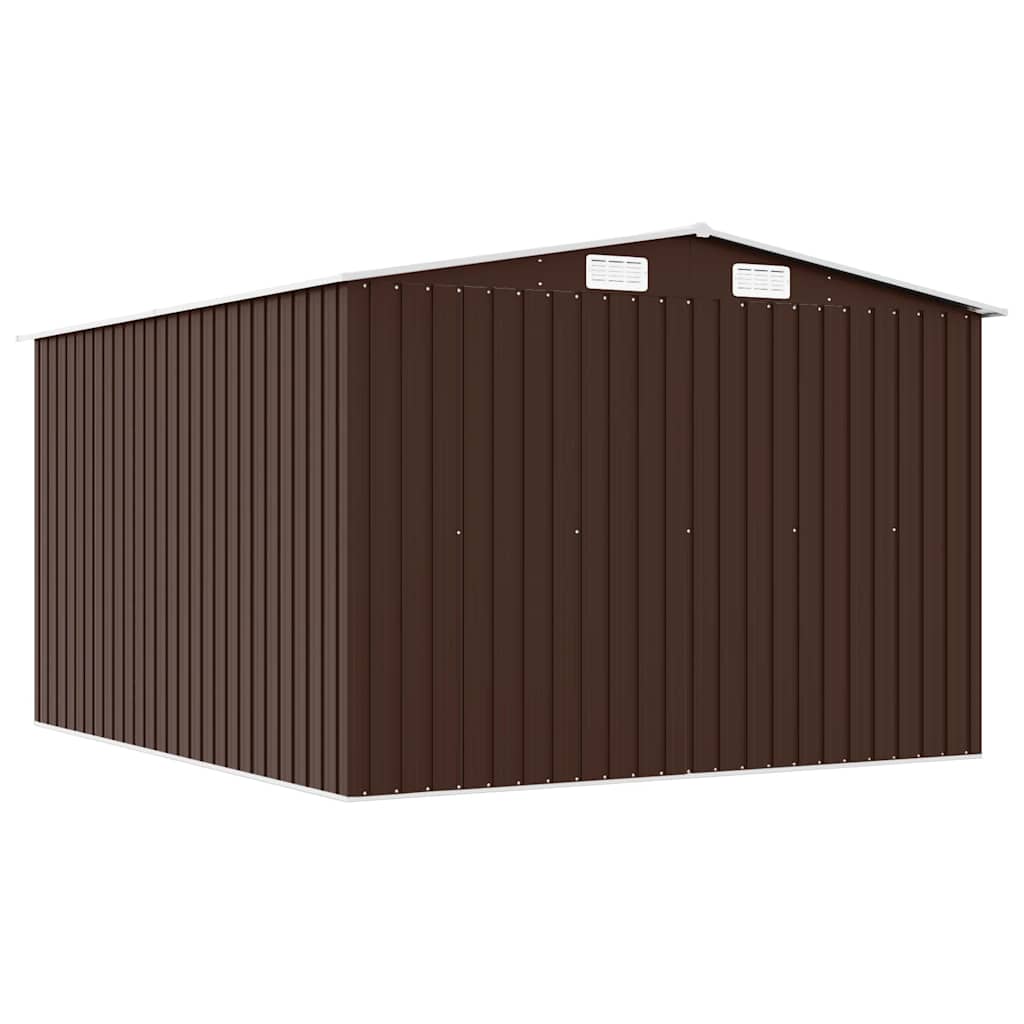 barna fém kerti fészer 257 x 298 x 178 cm