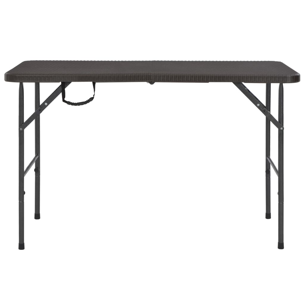 barna rattan hatású HDPE összecsukható kerti asztal 120x60x74cm