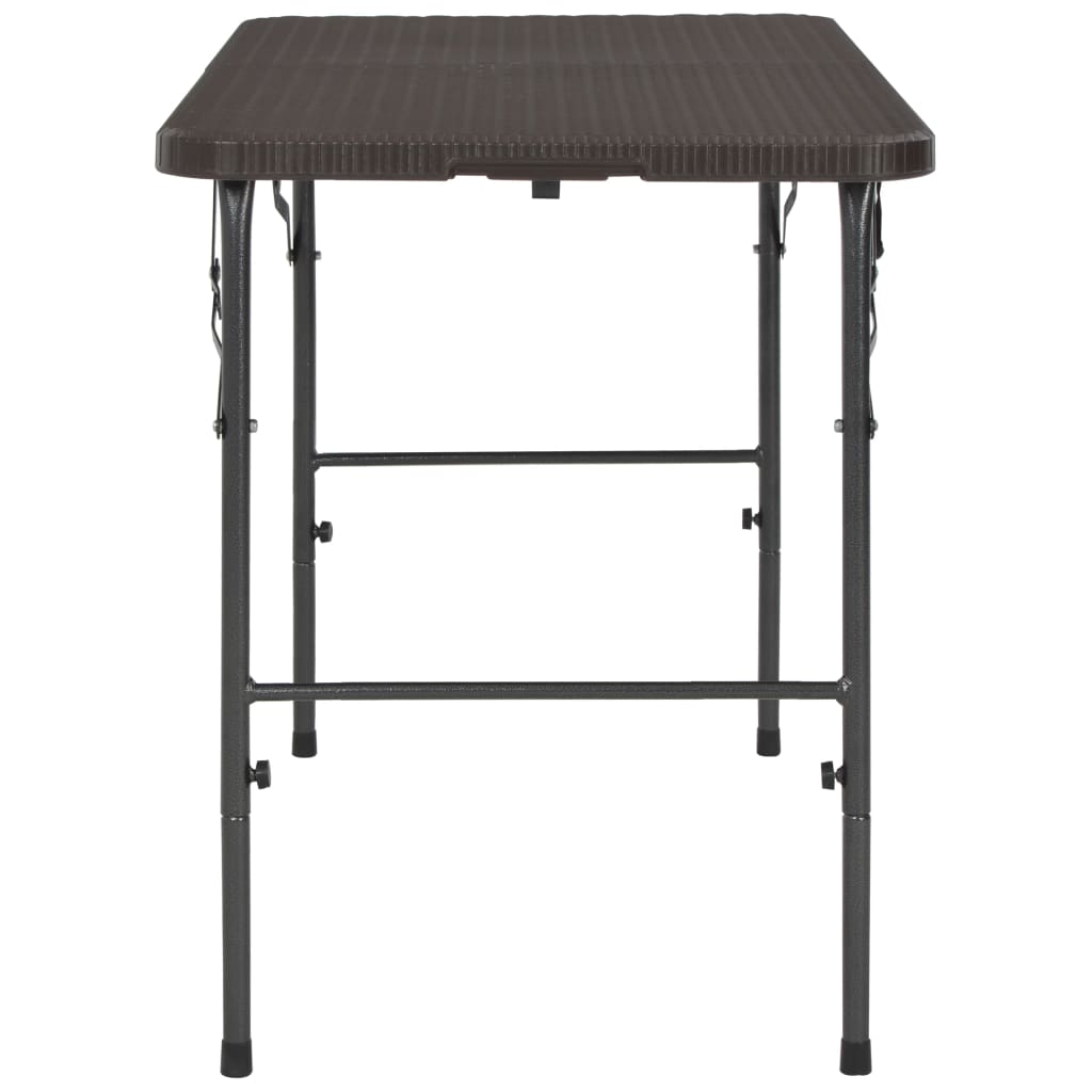 barna rattan hatású HDPE összecsukható kerti asztal 120x60x74cm