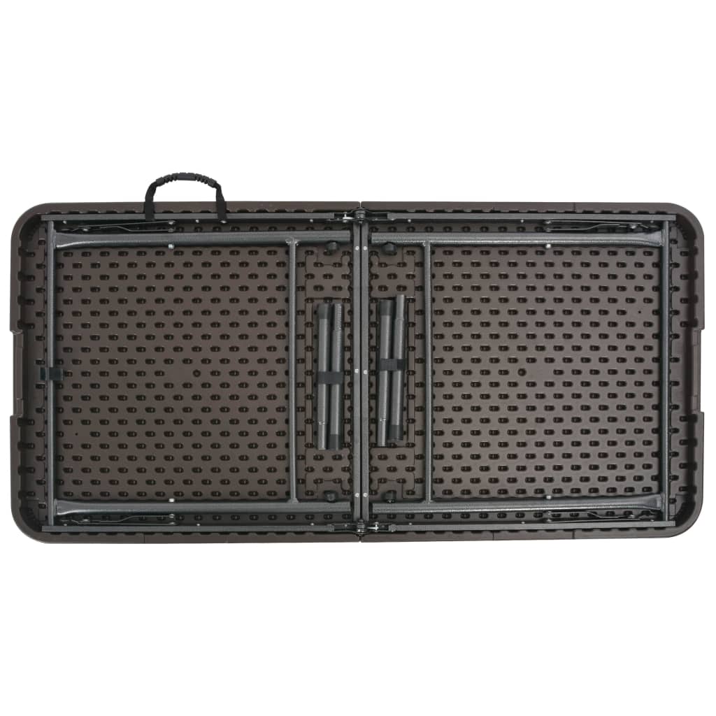 barna rattan hatású HDPE összecsukható kerti asztal 120x60x74cm