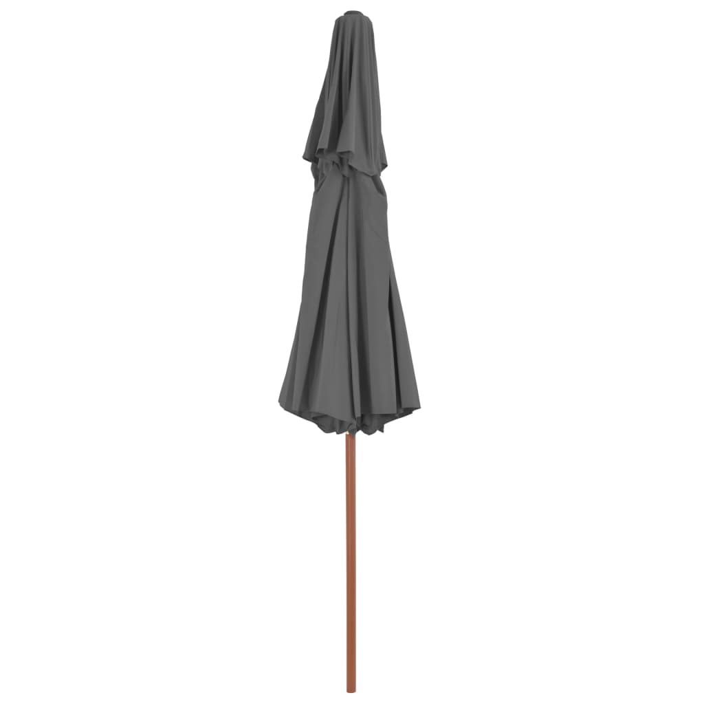 antracitszürke kétszintes napernyő fa rúddal 270 cm