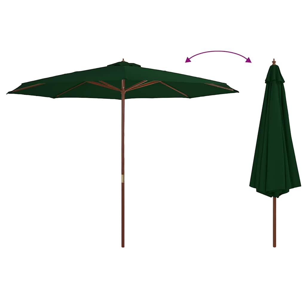 zöld kültéri napernyő farúddal 350 cm
