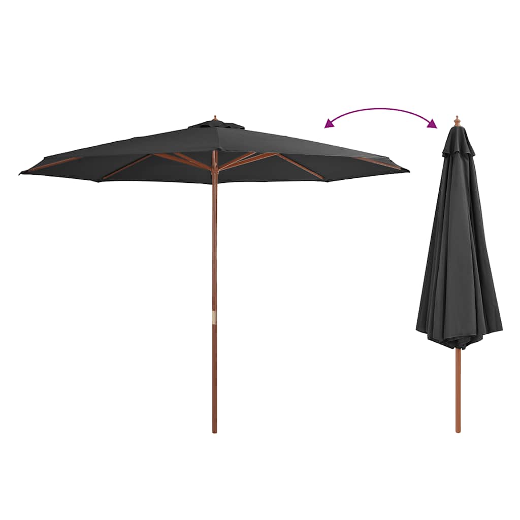 antracitszürke kültéri napernyő farúddal 350 cm