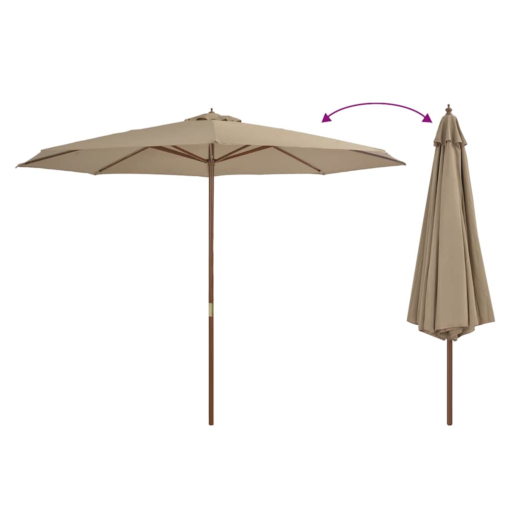 tópszínű kültéri napernyő farúddal 350 cm