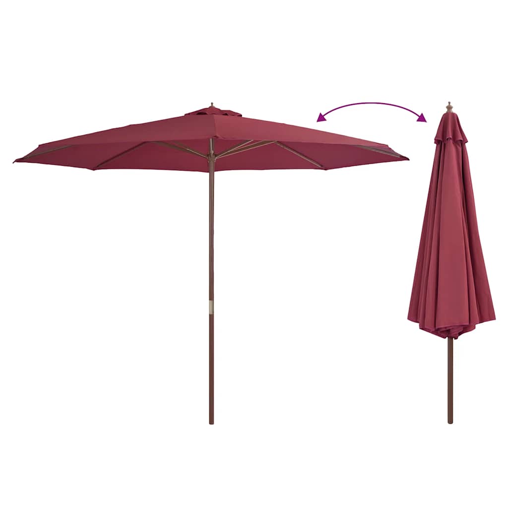 burgundi vörös kültéri napernyő farúddal 350 cm