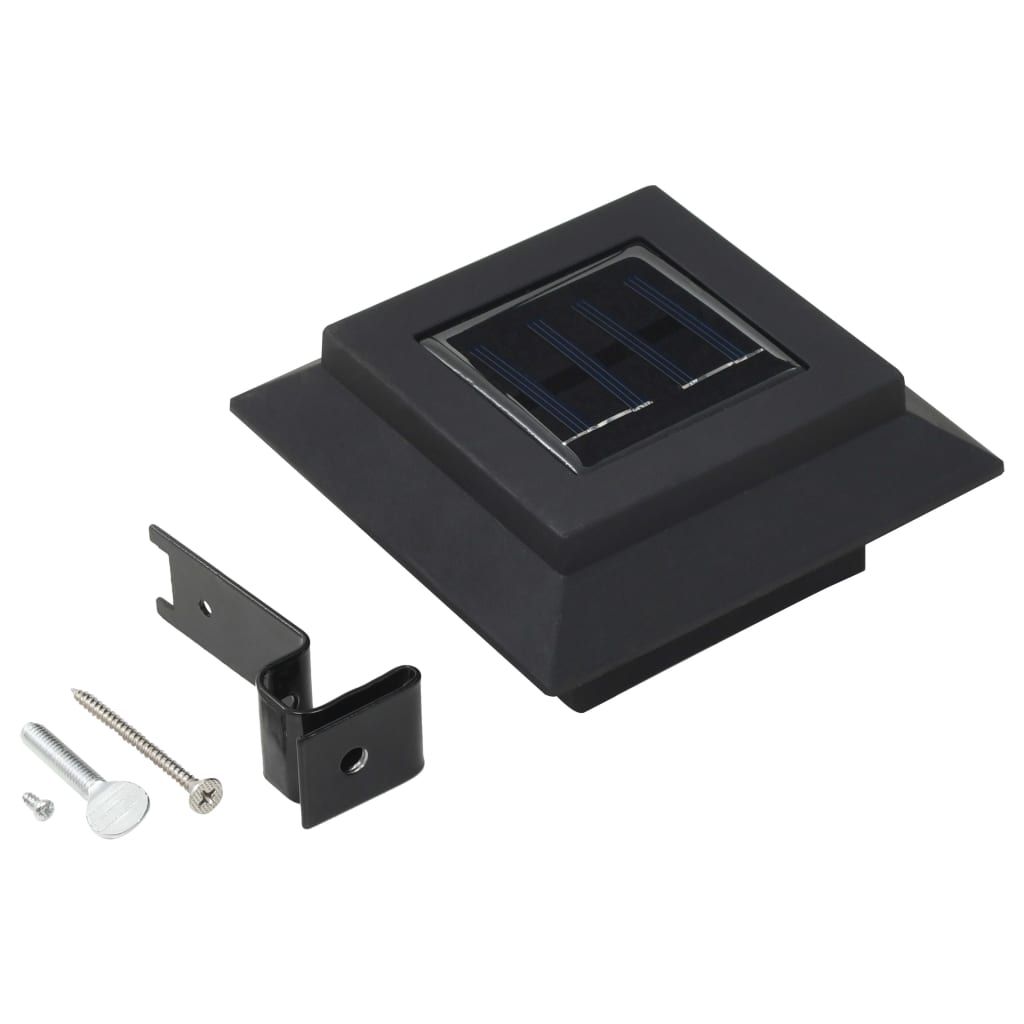 6 db négyszögletes fekete kültéri napelemes LED lámpa, 12 cm