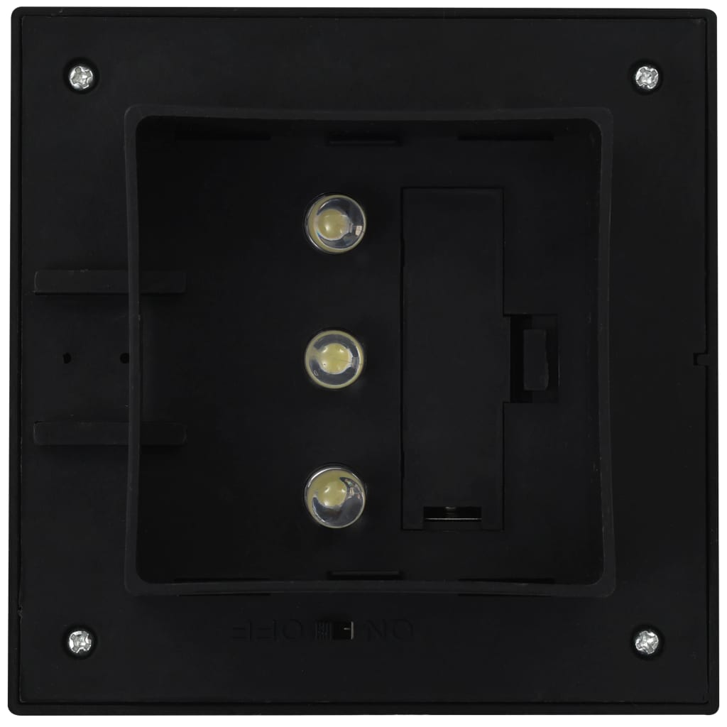 6 db négyszögletes fekete kültéri napelemes LED lámpa, 12 cm