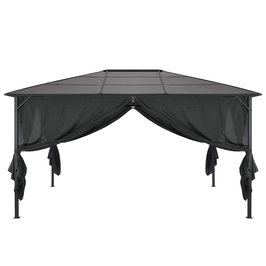 fekete alumínium pavilon függönnyel 4 x 3 x 2,6 m
