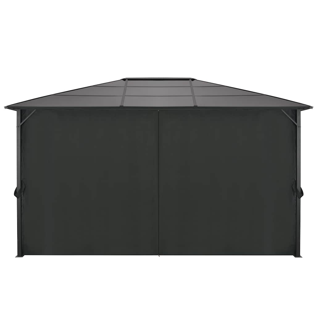 fekete alumínium pavilon függönnyel 4 x 3 x 2,6 m