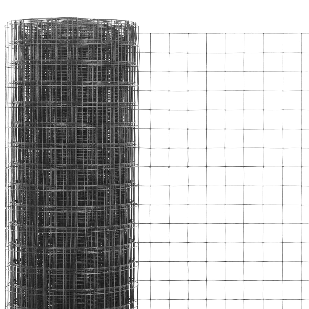 szürke PVC-bevonatú acél csirkeháló drótkerítés 25 x 0,5 m