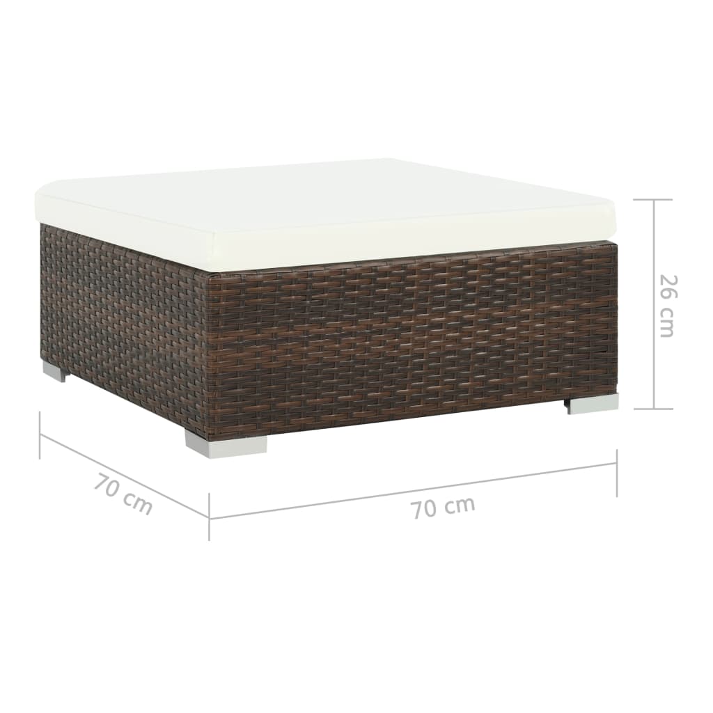 7-részes barna polyrattan kerti bútorszett párnákkal