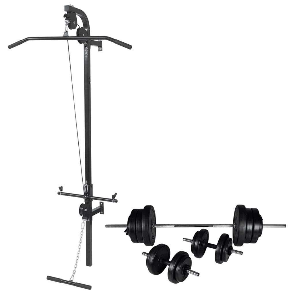 falra szerelhető edzőtorony súlyzókészlettel 60,5 kg