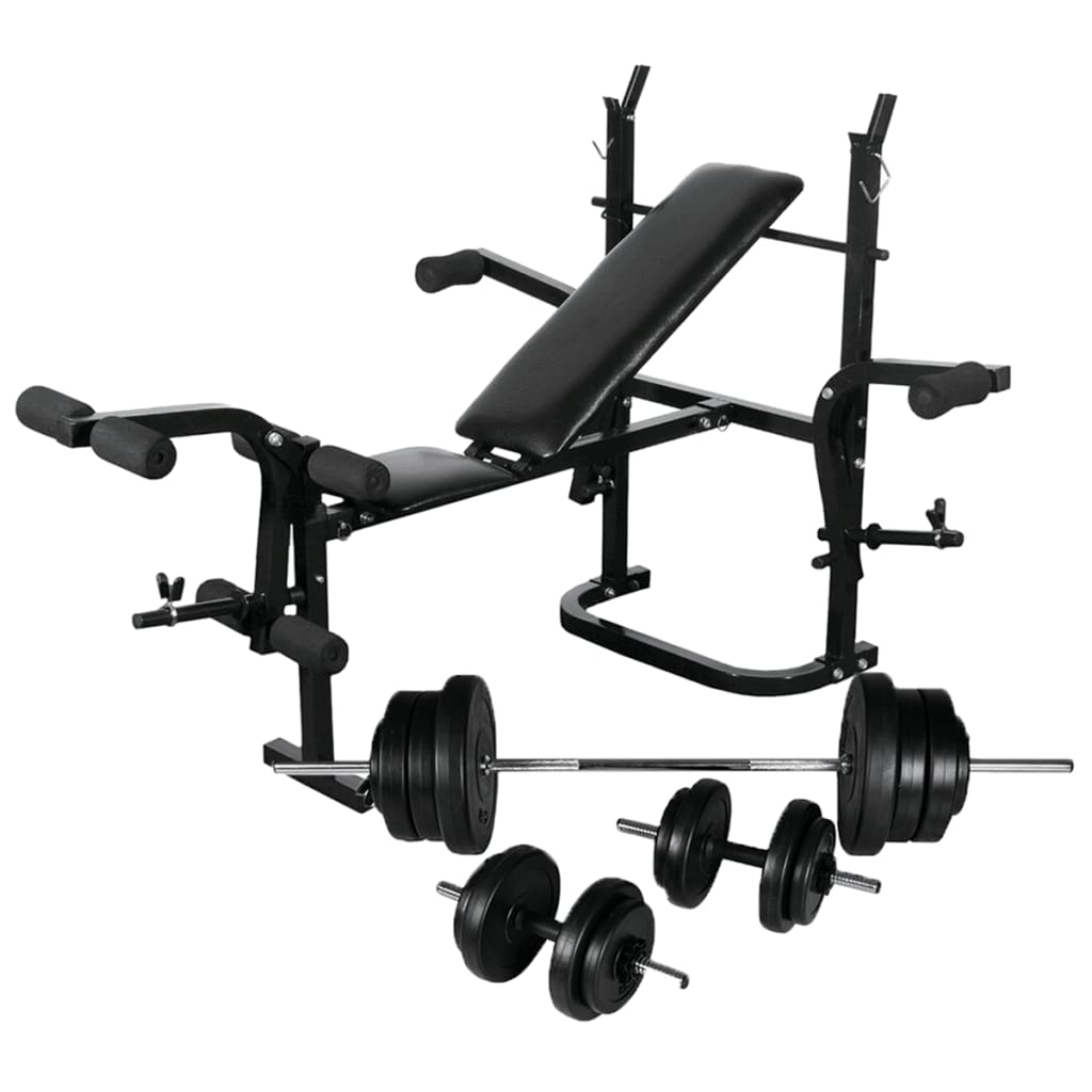 súlyzópad állvánnyal/egykezes és kétkezes súlyzószettel 60,5 kg