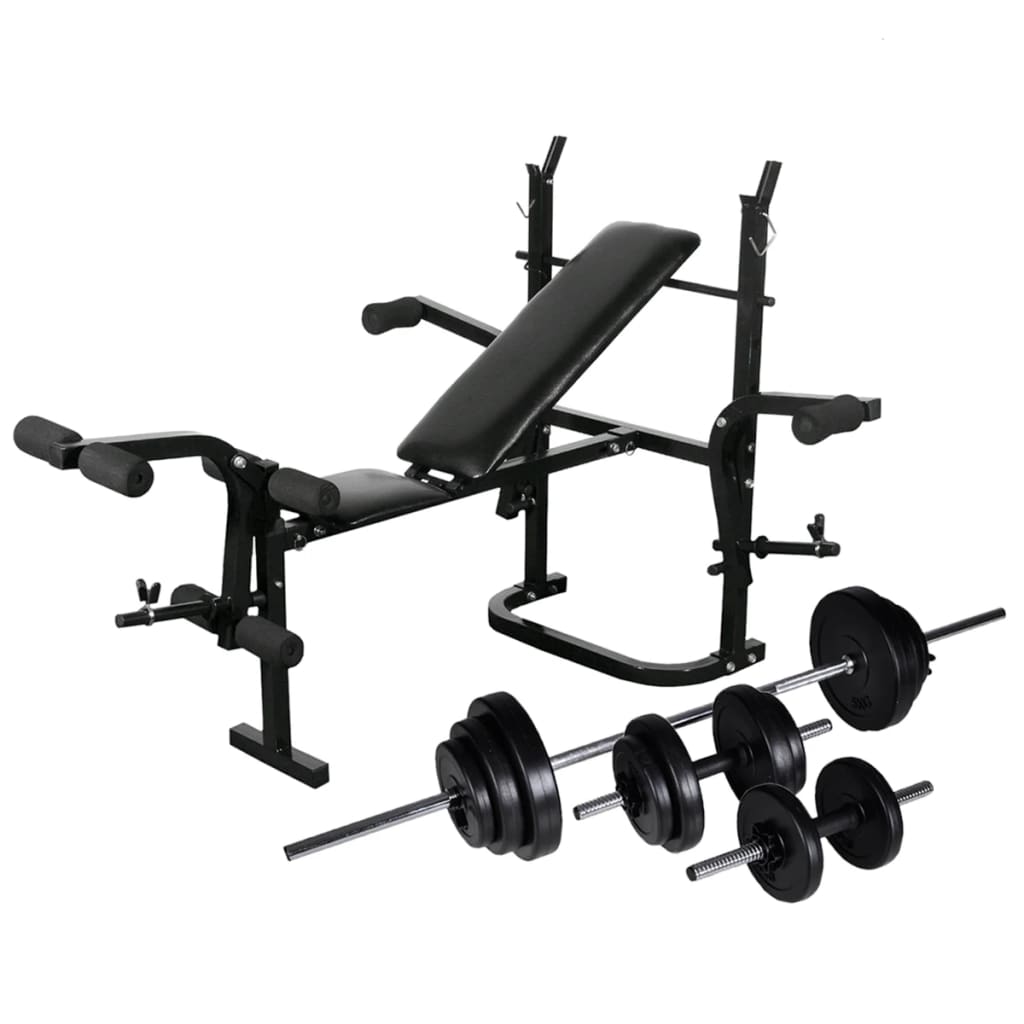 súlyzópad állvánnyal/egykezes és kétkezes súlyzószettel 30,5 kg