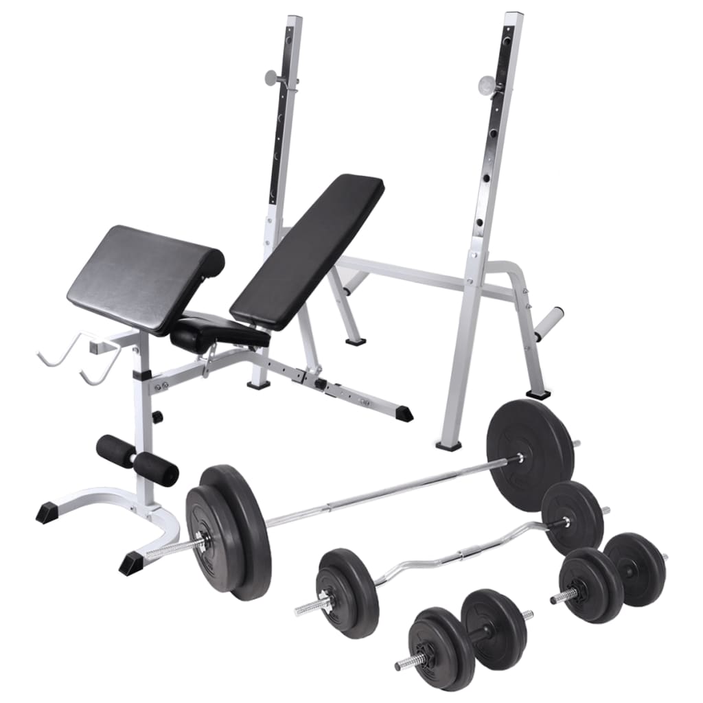 edzőpad állvánnyal, egykezes és kétkezes súlyzószettel 90 kg