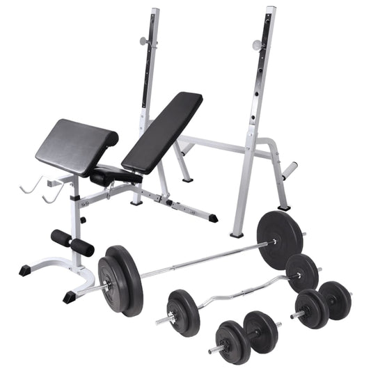 edzőpad állvánnyal, egykezes és kétkezes súlyzószettel 90 kg