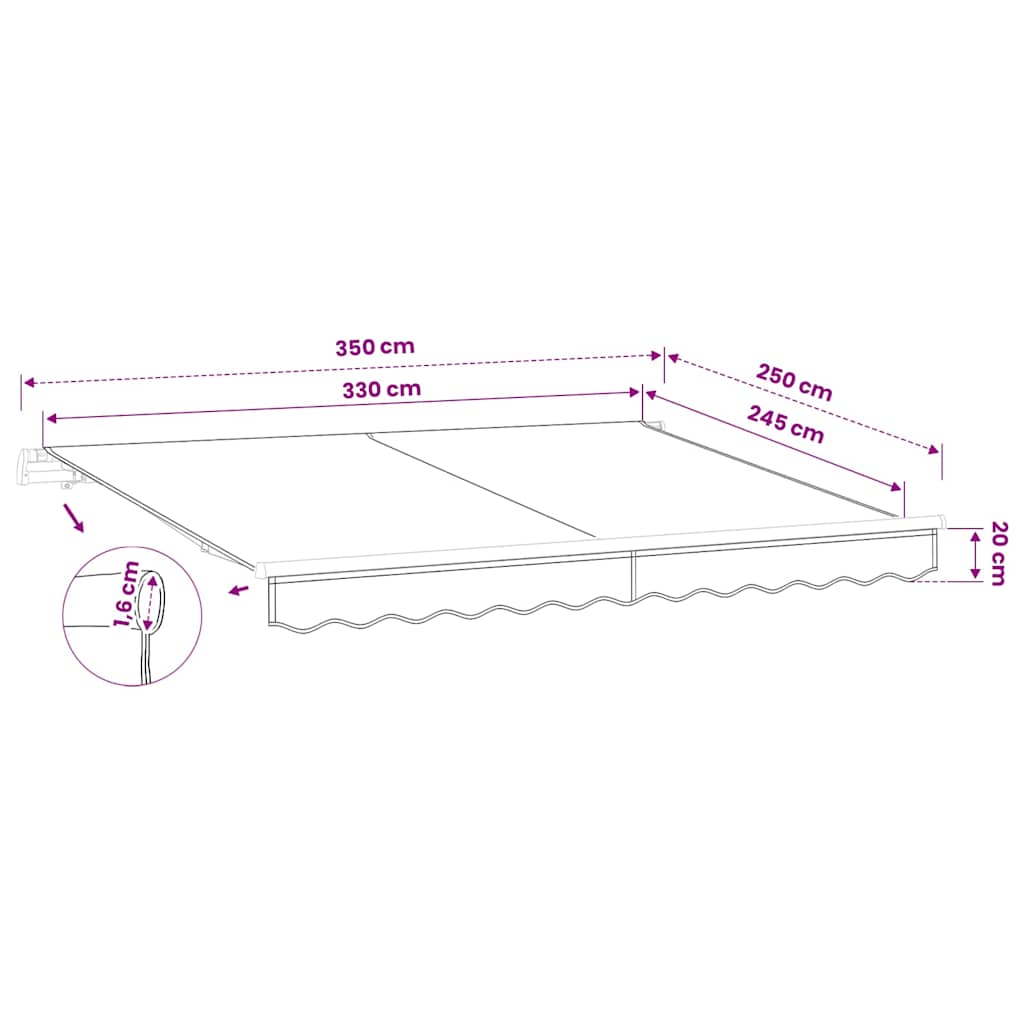 krémszínű poliészter pótszövet napellenzőhöz 350 x 250 cm