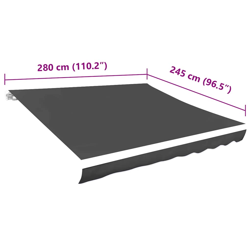 antracitszürke vászon napellenző tető 3 x 2,5 m