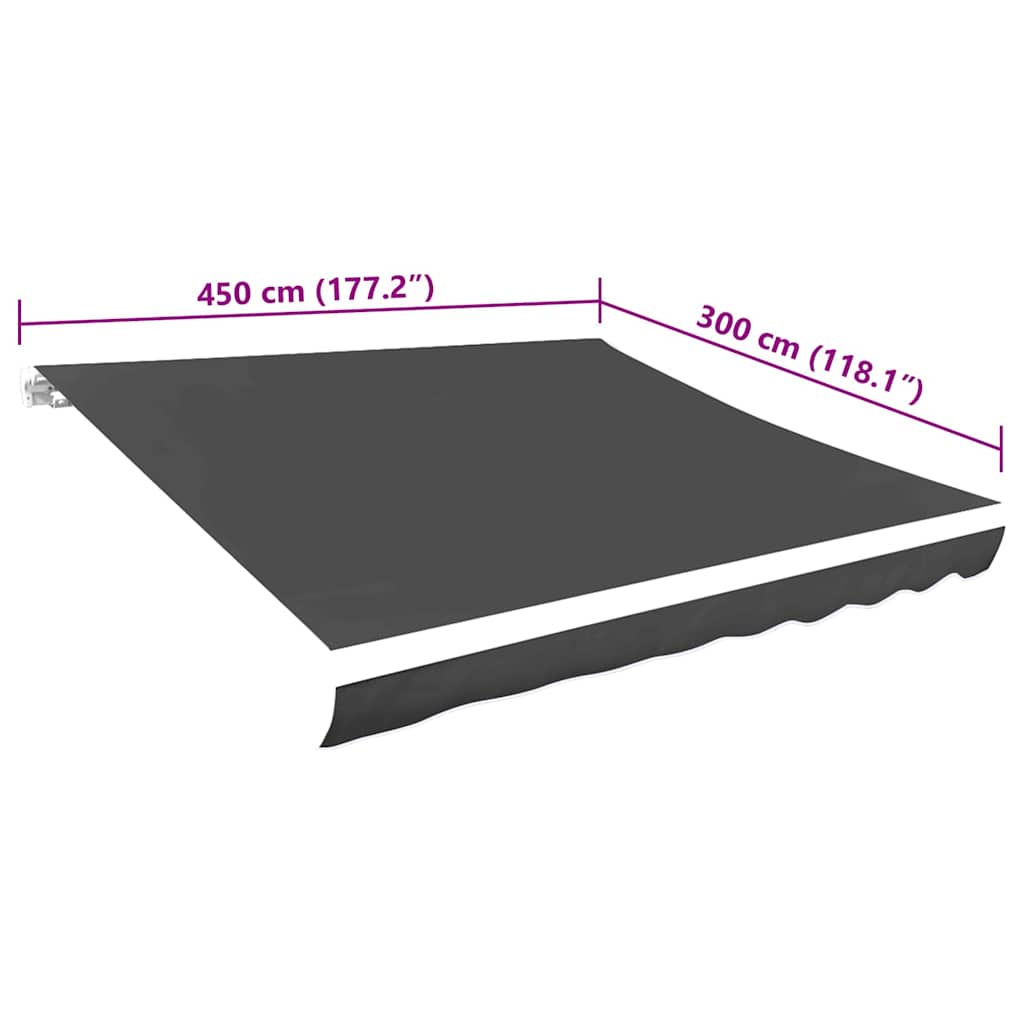 antracitszürke vászon napellenző tető 4,5 x 3 m