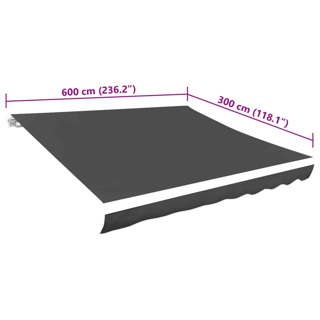 antracitszürke vászon napellenző tető 6 x 3 m
