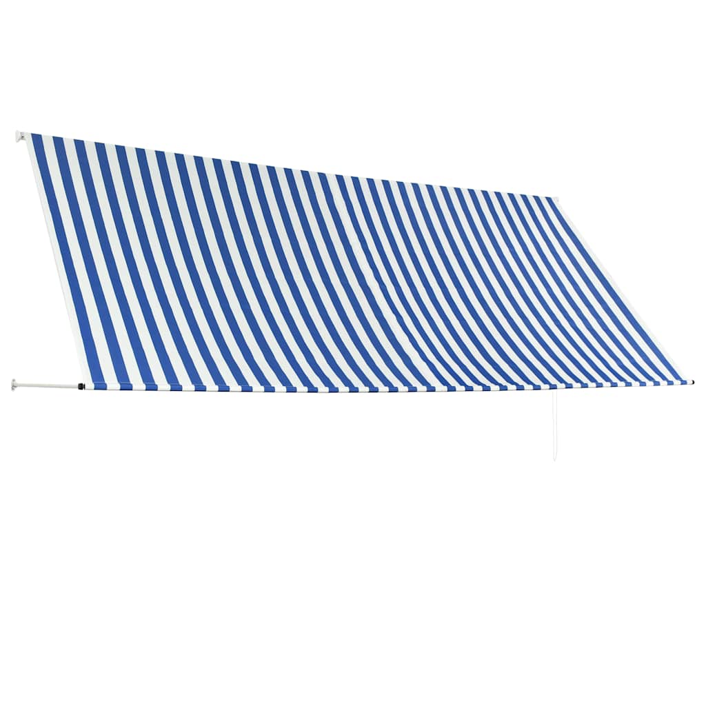 feltekerhető kék és fehér napellenző 350 x 150 cm