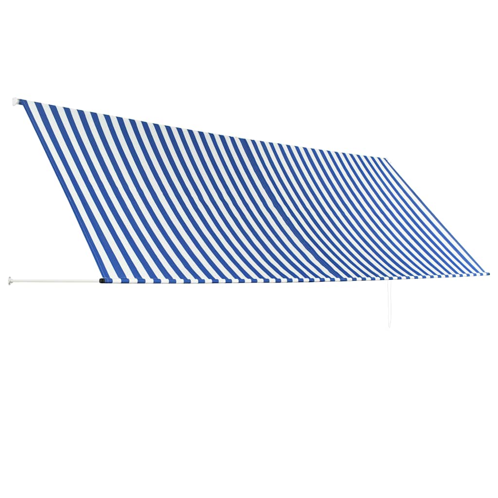feltekerhető kék és fehér napellenző 400 x 150 cm