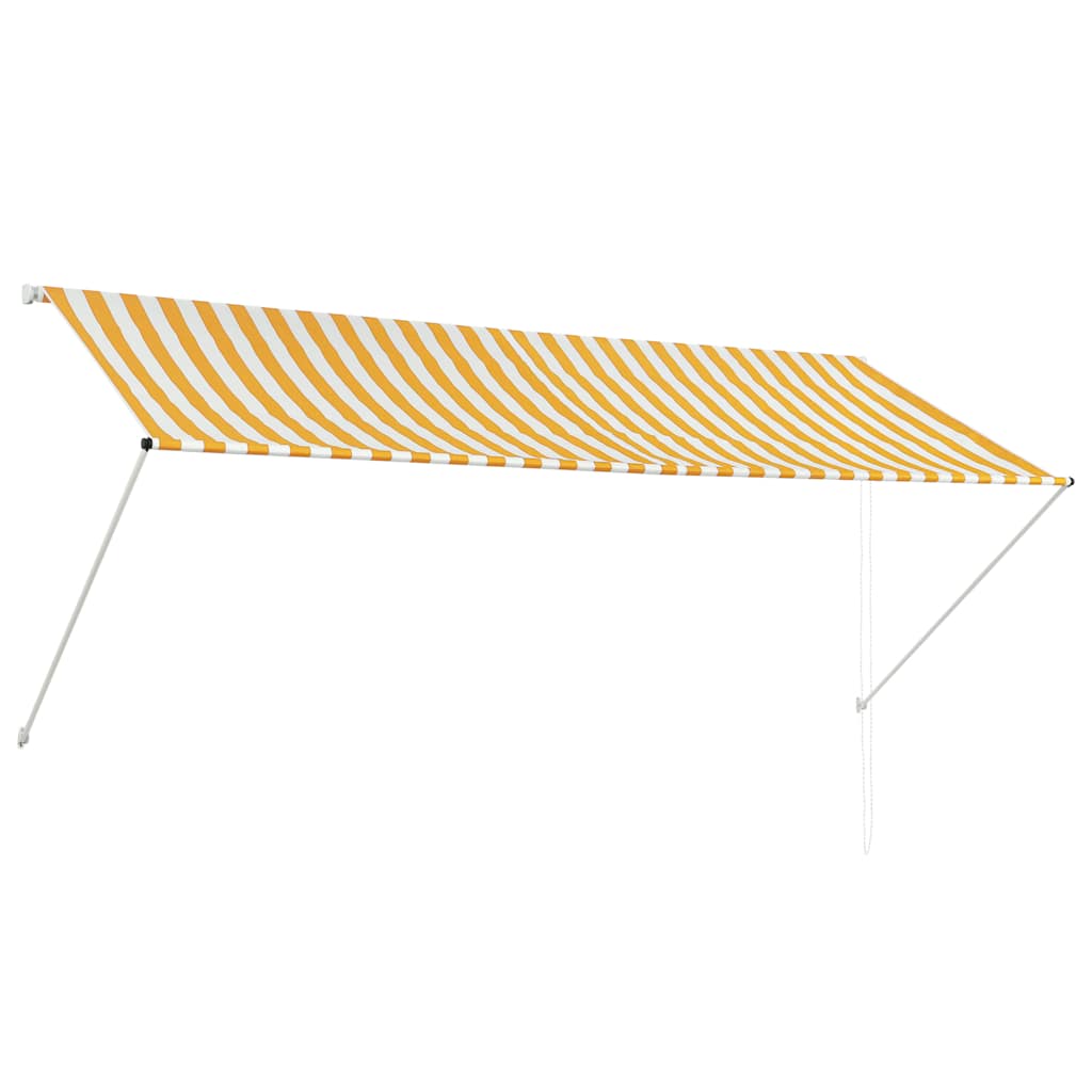 feltekerhető sárga és fehér napellenző 300 x 150 cm