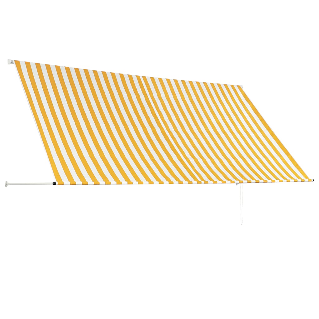feltekerhető sárga és fehér napellenző 300 x 150 cm