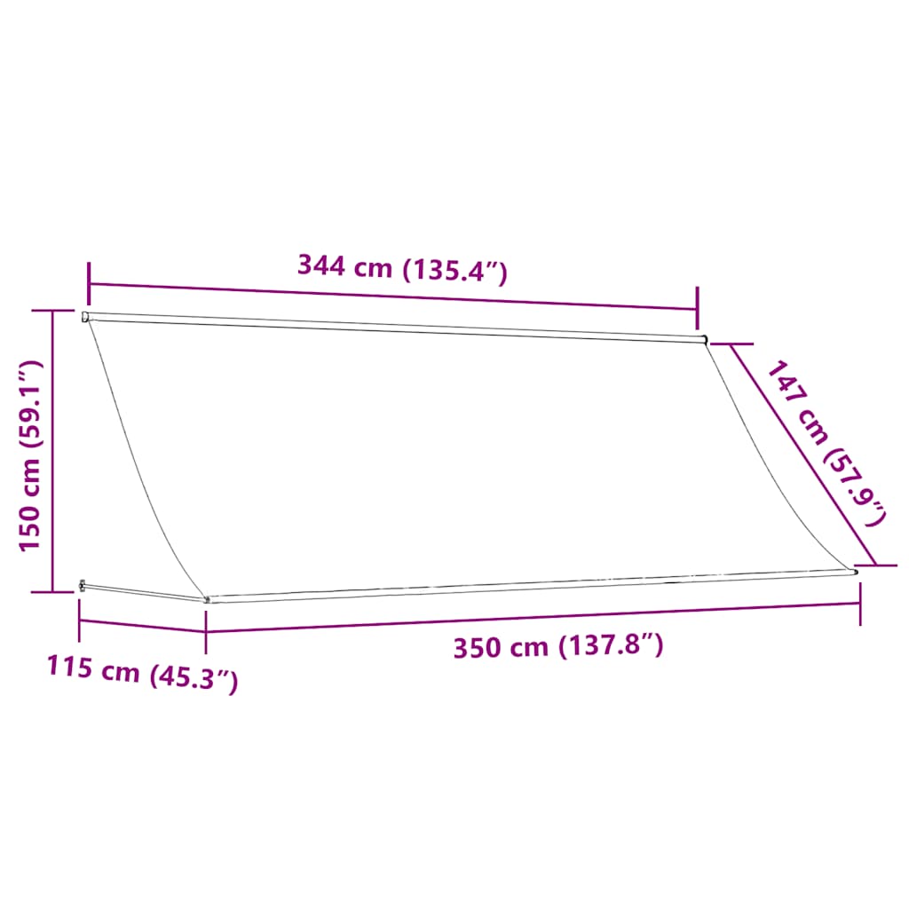 feltekerhető krémszínű napellenző 350 x 150 cm