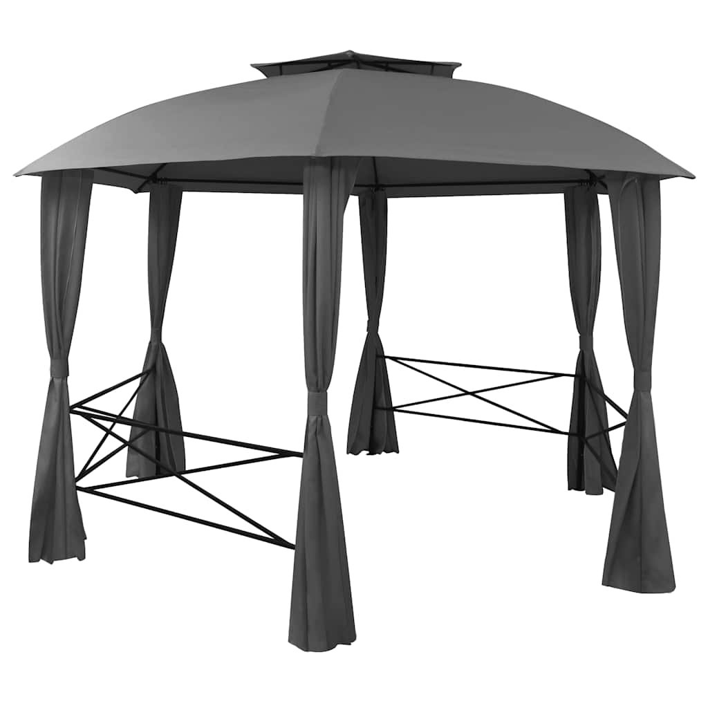hatszögű kerti pavilon függönnyel 360 x 265 cm